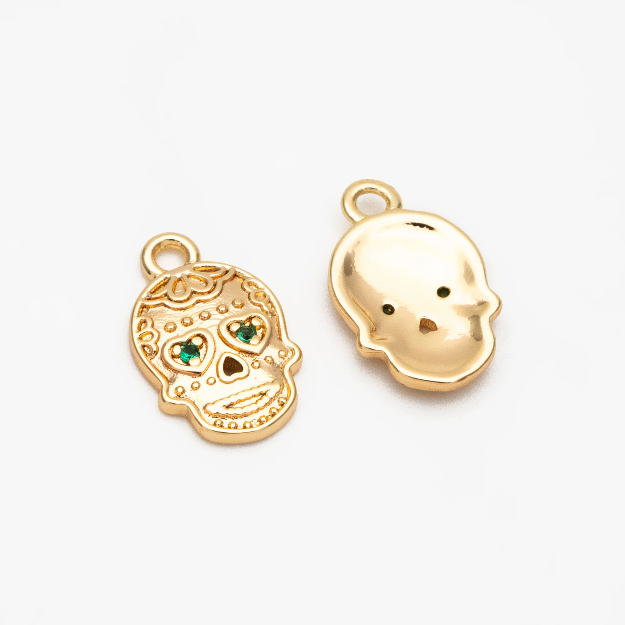 

10pcs CZ Pave Gold Skull Charms, 18K Gold Plated Brass Skull Pendants For Jewelry Making DIY Accessories Supplies (GB-4223)