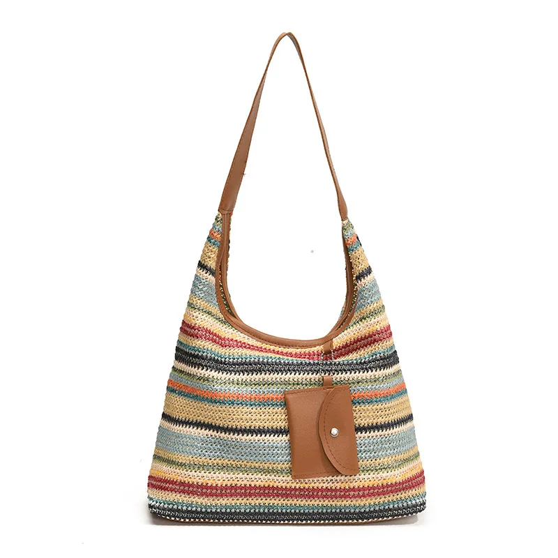 Borsa Tote Intrecciata a Mano di Grande Capacità per Donna, Borsa alla Moda per Pendolari, Stile INS, Borsa da Spiaggia per Viaggi Quotidiani - immagine 5
