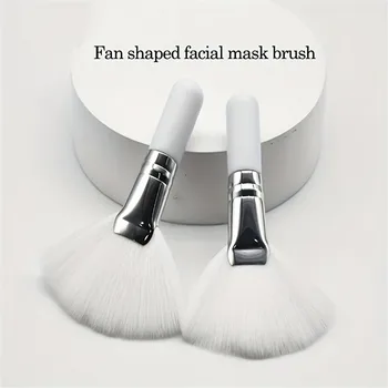 1pc pennello per trucco a ventaglio, qualità del salone, Mini applicatore di pennelli in schiuma morbida per il viso, portatile, bianco