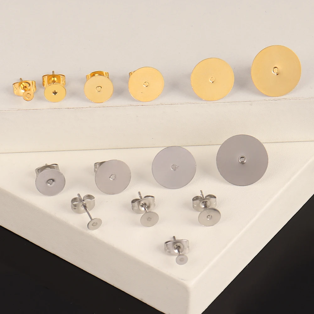 50-100 개/몫 스테인레스 스틸 귀걸이 스터드 DIY 만들기 보석에 대 한 귀걸이 플러그 귀 뒤로 커넥터와 빈 포스트 기본 핀