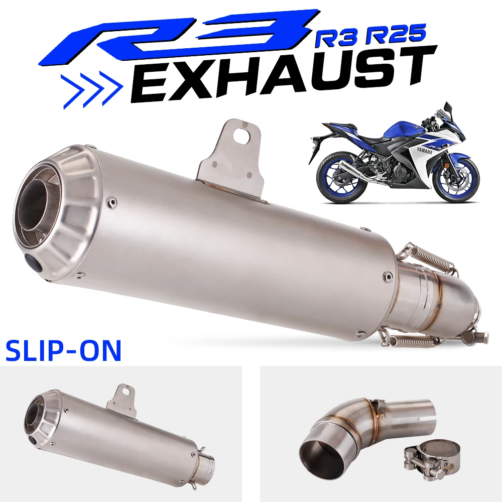 

For YAMAHA YZF R25 R3 R30 R 25 Dirt Bike Racing Motorcycle Modified Scooter Muffler Motorcycle Middle Exhaust Escape Moto Pipe