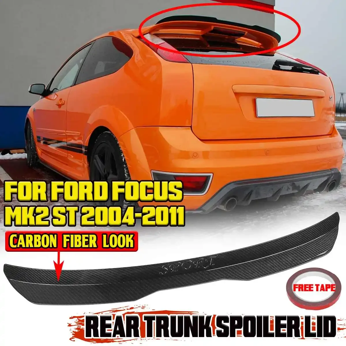 

Новинка, Автомобильный задний спойлер MK2 ST на крышу для FORD FOCUS MK2 ST 2004-2011, Автомобильный задний багажник, на крышу, спойлер, комплект кузова