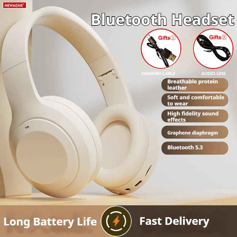 Over Ear HIFI Stereo Headsets Wireless Bluetooth Headphones Sports Gaming Earphones with HD Mic Support TF/AUX Noise Reduction