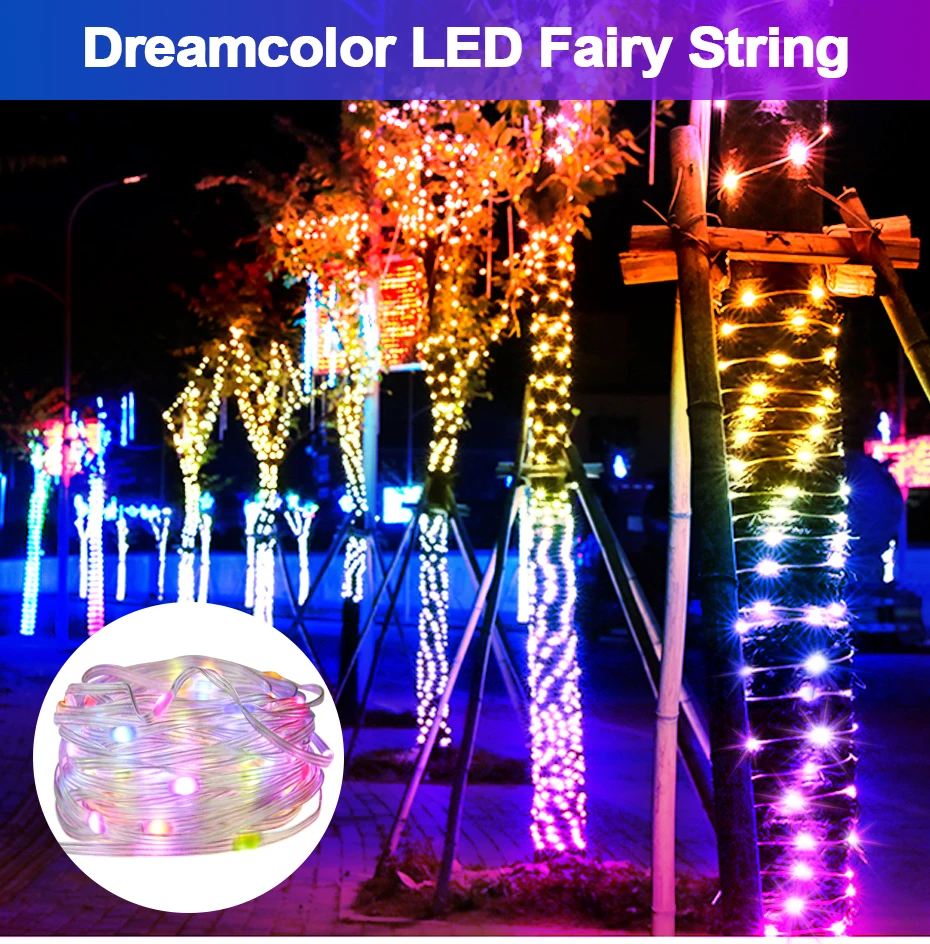 Programável Fairy Lights WS2812B RGBIC Natal String Para Decoração Do Casamento