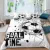 Blue Flame Soccer Duvet Cover Set Children Boys 3D Printed Football Quilt Cover Sets with 2 Pillowcases with Zipper Queen Size 6