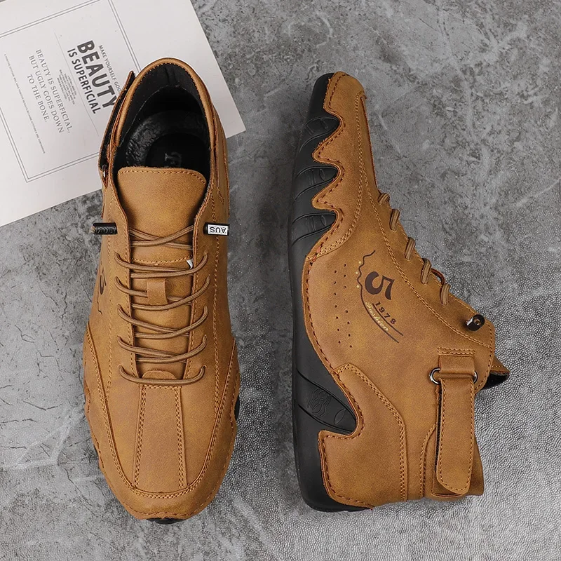 Ankle Leather Boots Men Fashion High Top Casual Shoes Handmade Botines Hombre Botte Homme Plus Big Size 48 49 50
