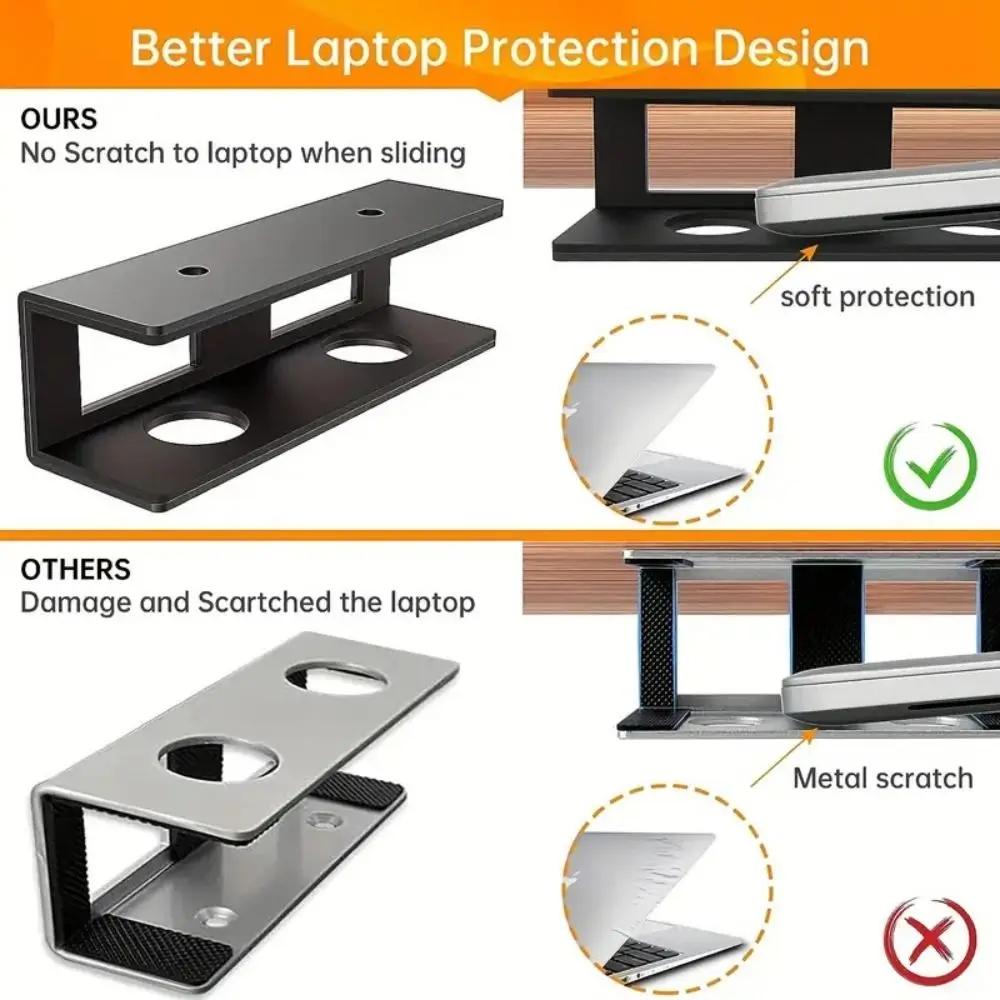 

Black Under Desk Laptop Holder Mount With Screw Under Desk Laptop Mount Bracket Add On Under Table Laptop/Keyboard Storage