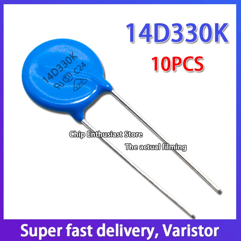 

10PCS Varistor 14D330K 330KD14 In Line Varistor Diameter 14MM DIP-2 33V