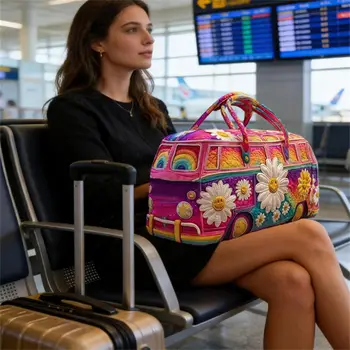Borsa da Viaggio Boho con Tracolla, Stile Retrò Bohémien Hippie, Borsa Trapuntata per Viaggi Quotidiani e Stoccaggio