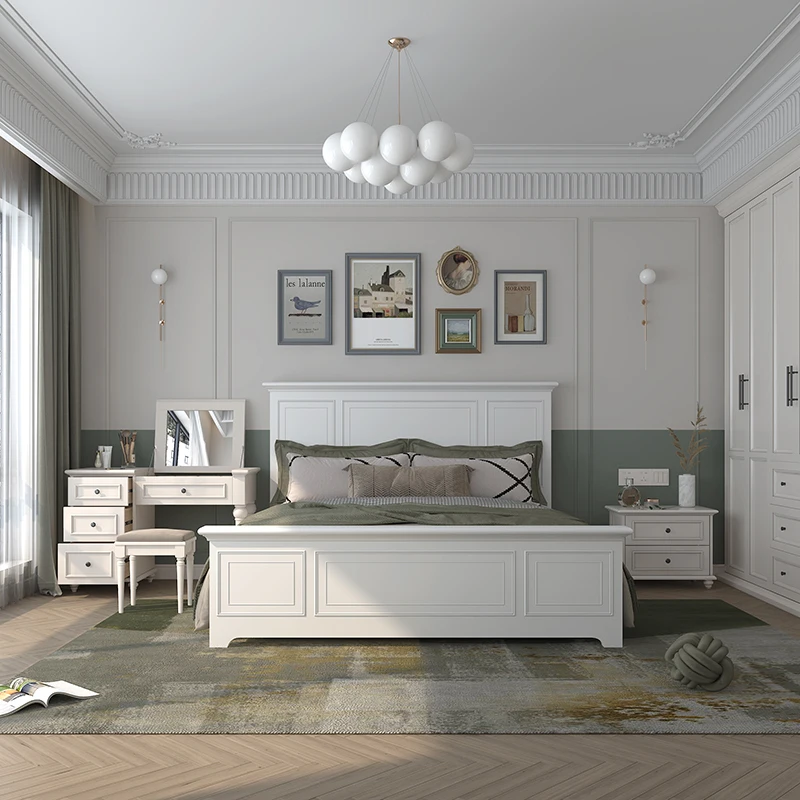 

Bedroom set solid wood bed wooden queen bed double bed modern bedroom