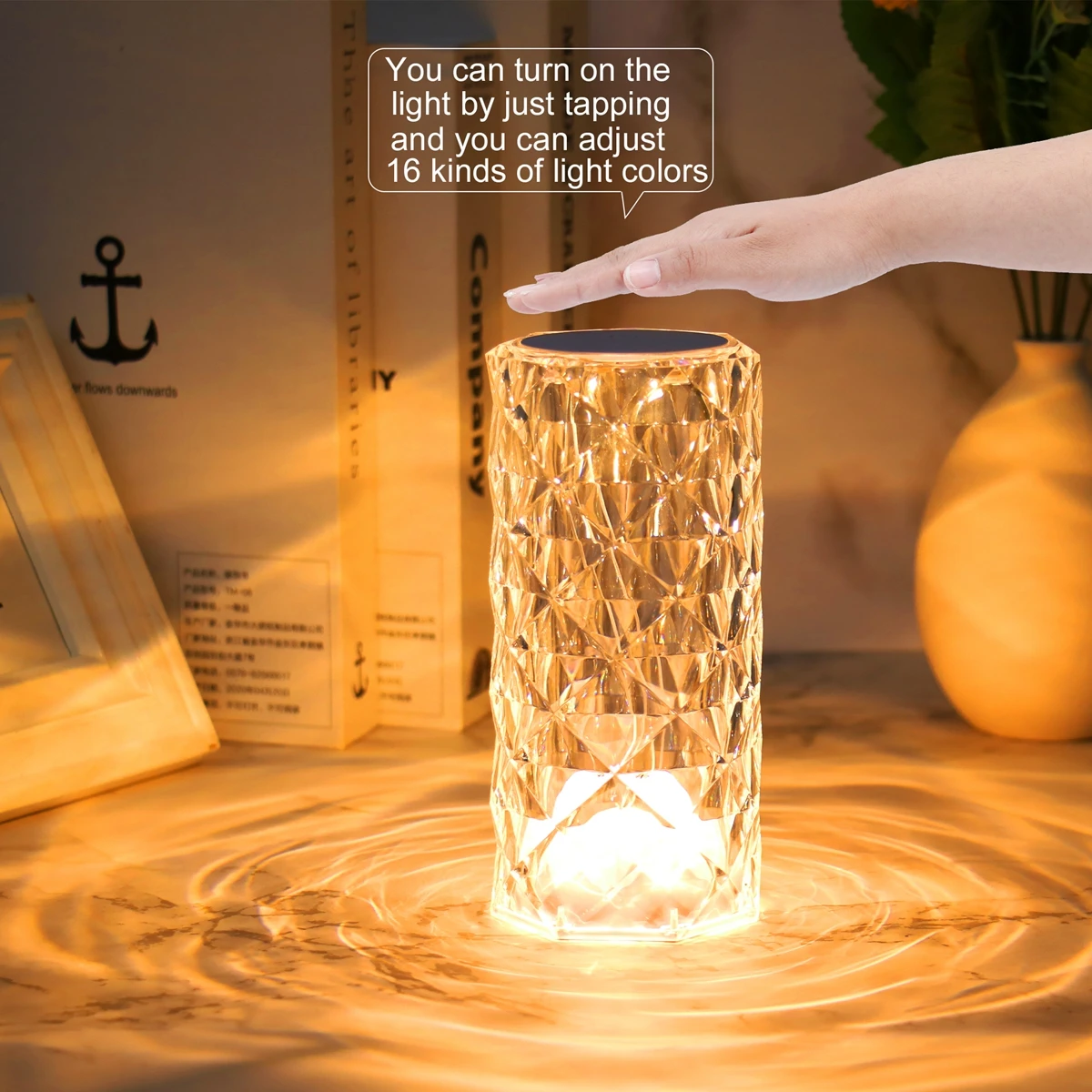 3/16 Colors Crystal Table Lamp LED Night Light Touch Lamp Atmosphere Lamp For Girls Bedroom Decor Romantic Diamond NightLights