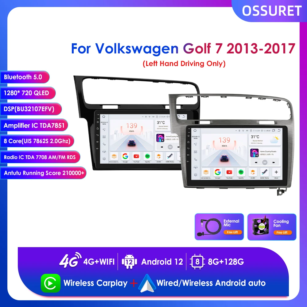 10.1 "Wireless Carplay Car Sistemi Intelligenti Per Volkswagen Golf 7 2013-2017 Android 2 Din Radio Multimedia Player Navi Gps Bt