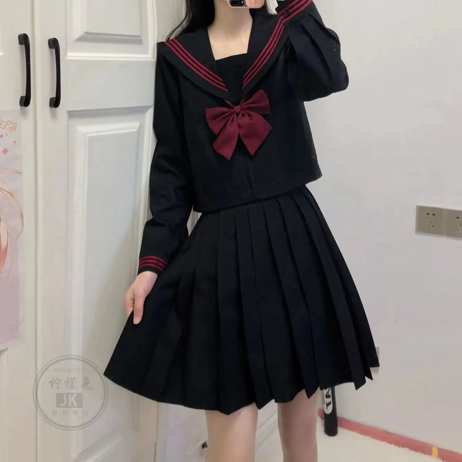 

2022 Summer Spring Women's Top JK Uniform Preppy Style College Suit With Bow For Students