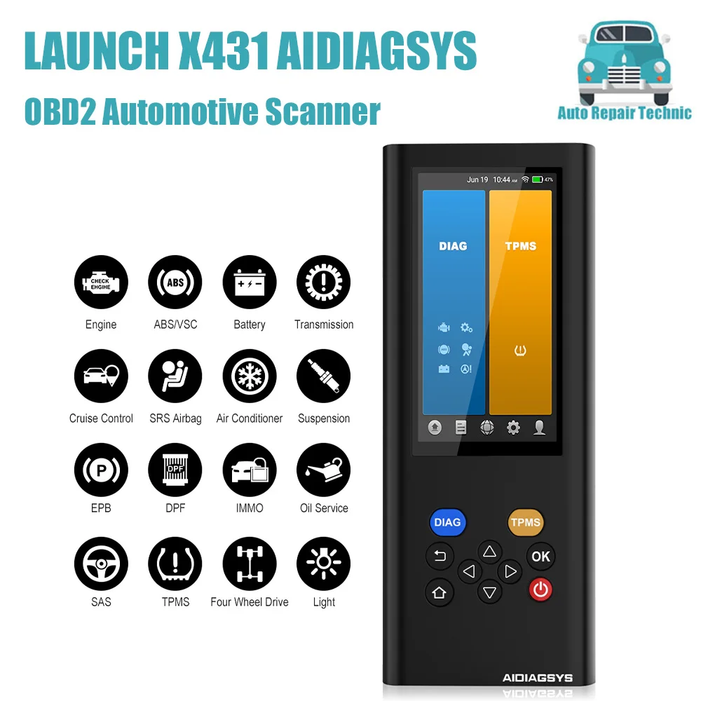 

Диагностическая система LAUNCH X431 AIDIAGSYS, прибор для полной диагностики автомобиля, IMMO ABS EPB DPF TPMS, PK CRP479, Wi-Fi соединение