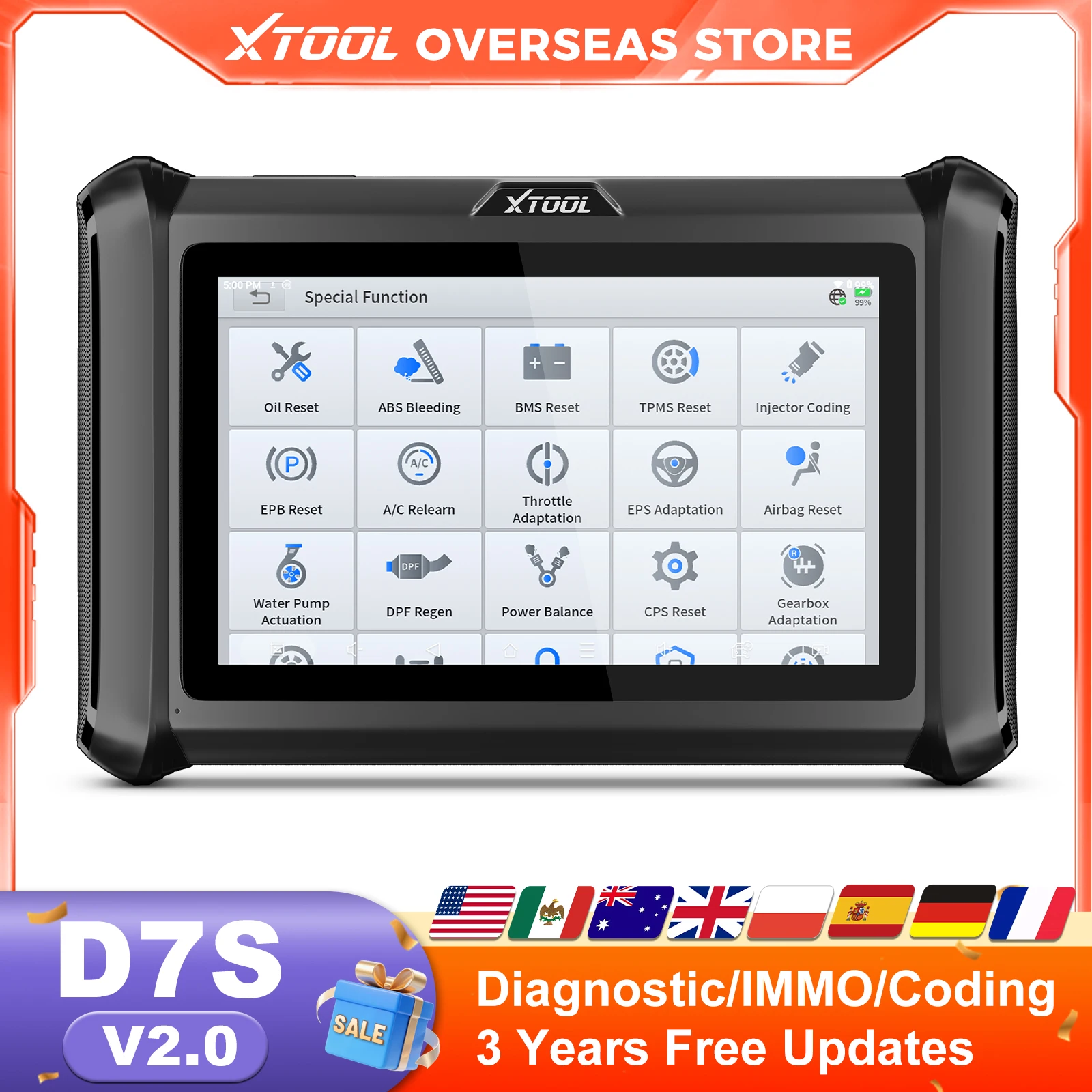 XTOOL D7S V2.0 Scanner automobile bidirectionnel outil de Diagnostic OBD2 programmeur de clé de codage ECU avec plus de 39 services CANFD DOIP FCA