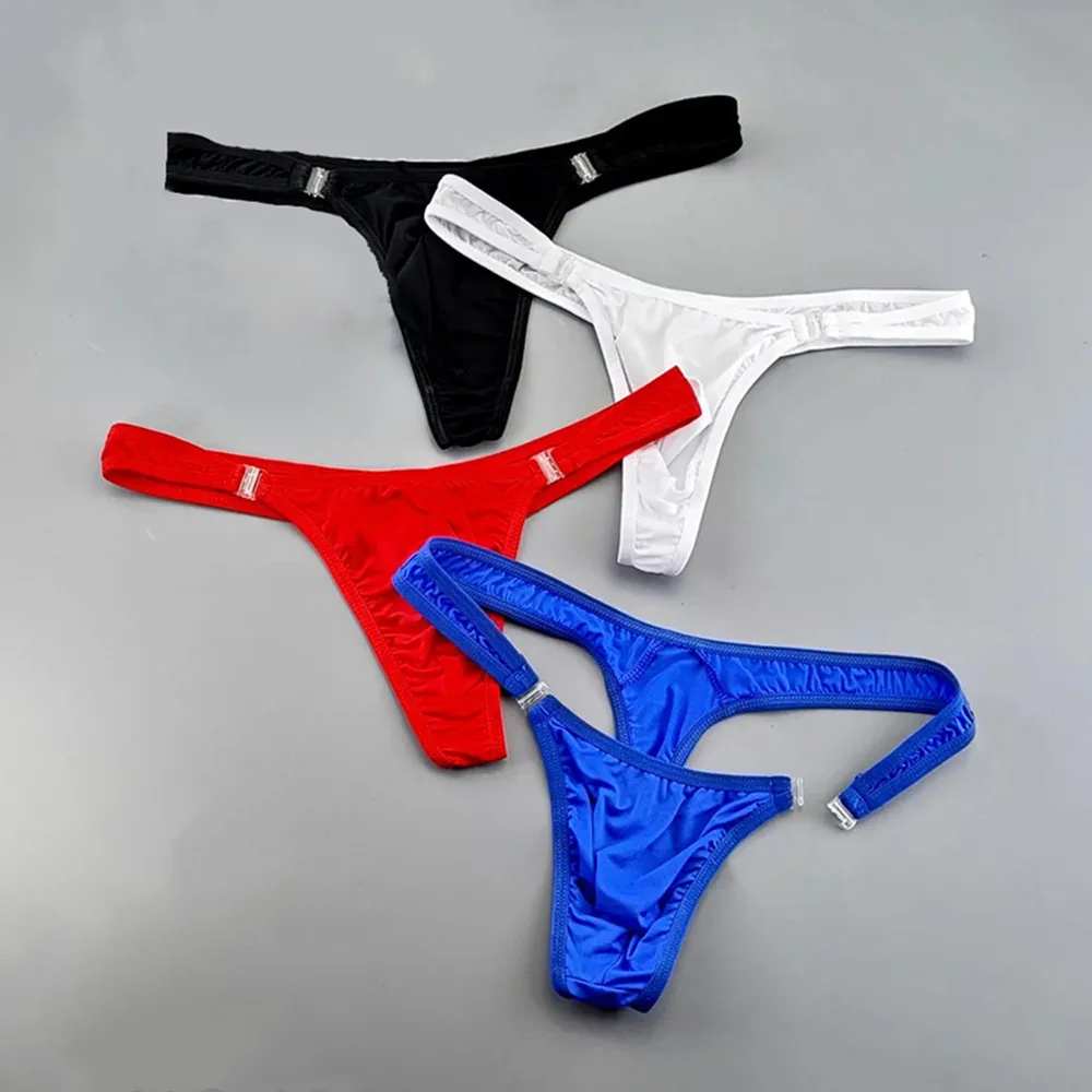String en Nylon et Spandex pour hommes, boucle translucide, slip Sexy convexe en U, string/Jocks/Tanga/dos en T, sous-vêtements gai 1