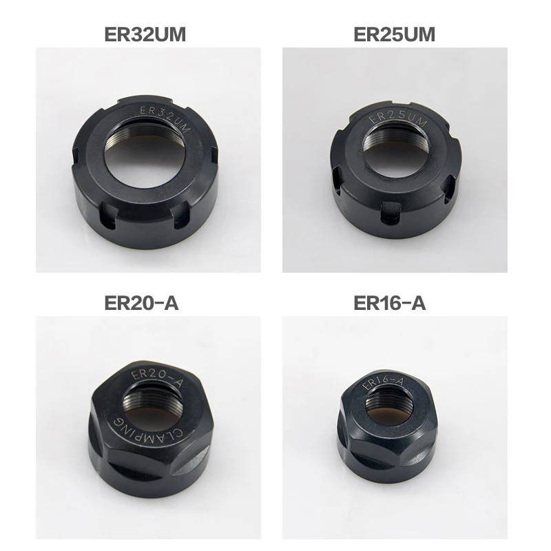 Collet Chuck 1PC Nut ER8 ER11 ER16 ER20 ER25 ER32 ER40 A M UM Type ER Collet Chuck High Precision ER Nut For CNC Lathe Milling Cutter
