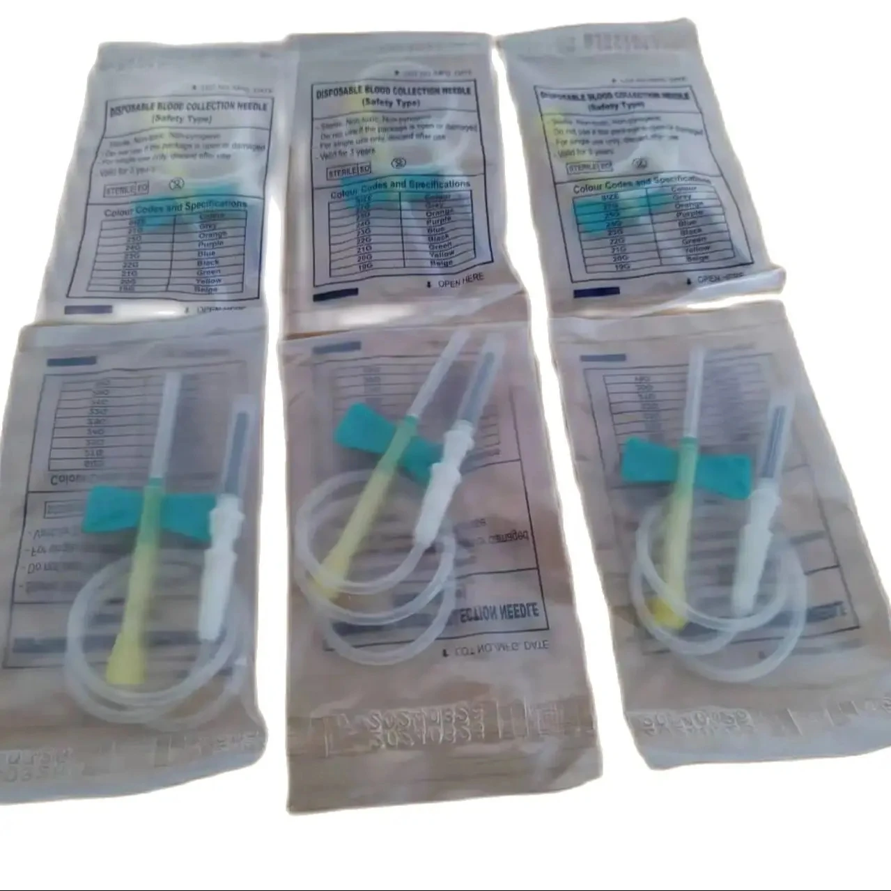 Disposable Safety style blood collection Needle with double wing Sterile Scalp Vein Set dog cat medical Disposable Blood Collection Needle