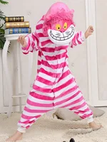 Cheshire Cat Cartoon One-Piece Pajamas Flannel Men and Women  Home Wear Autumn and Winter Home Clothing for Autumn and Winter - Image 2
