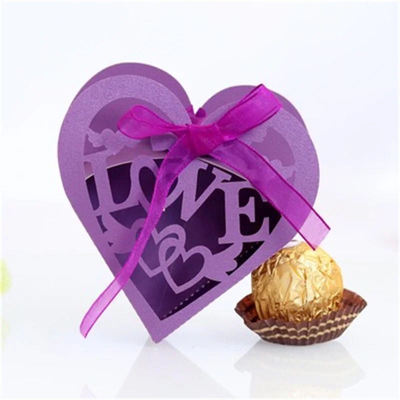 25/50/100pcs Heart Shaped Candy Boxes with Love Cutouts, Valentine’s Day Favor Packagin... - SKU HSCB1023 - UGI Packaging