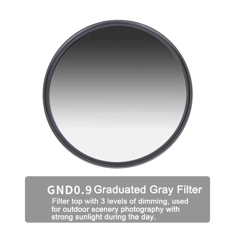 GND 0.9 Neutral Density Graduated Gray Lens Filter 49mm 52mm 55 58 62 67 72 77mm