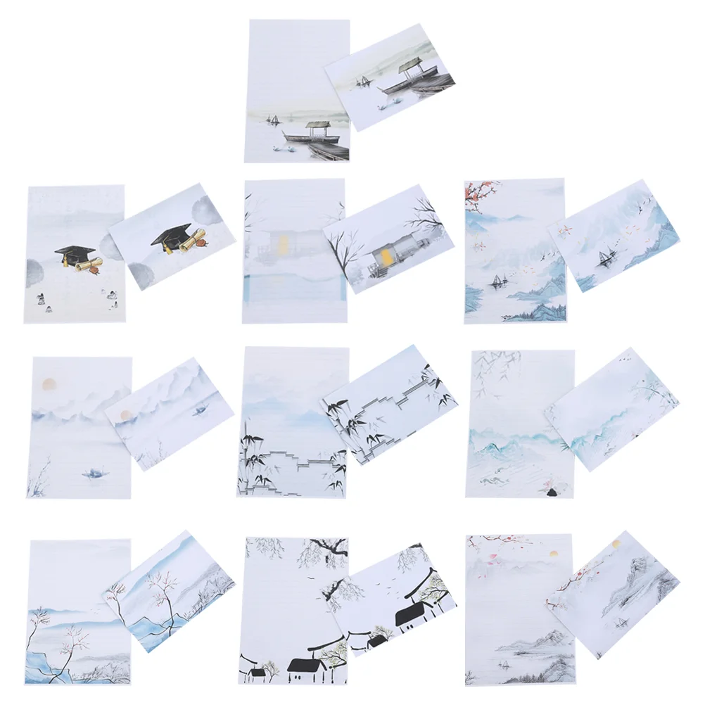 

10 Sets Envelope and Stationery Letter Papers Writing Stationery Envelopes Kit