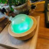 Glass Essential Oil Diffuser with Real Wood Base, 200ml Ultrasonic Aromatherapy Diffuser, Glass Dome Humidifier, LED Light Avail 1