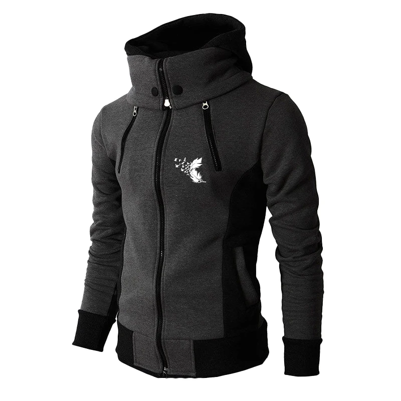 Men's Fashion Slim Fit Outdoor Winter Zipper Hooded Sweatshirt Jacket Casual Warm Coat Jacket Casual Warm Four Zipper Hoodie