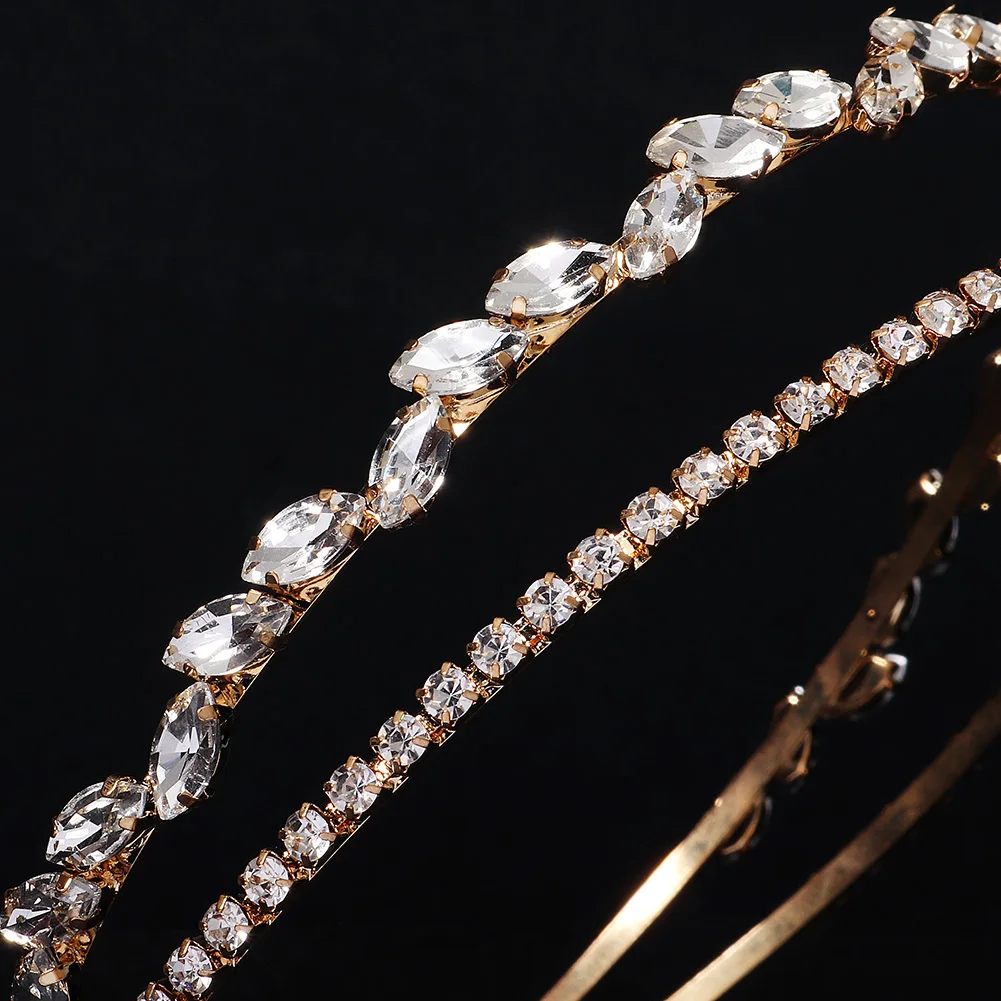 Gold Rhinestone Hair Bands Birthday Make Up Party Bride Headpiece Alloy Hair Accessories Headbands Gift For Women hair accessories bridal hair accessories crown headband