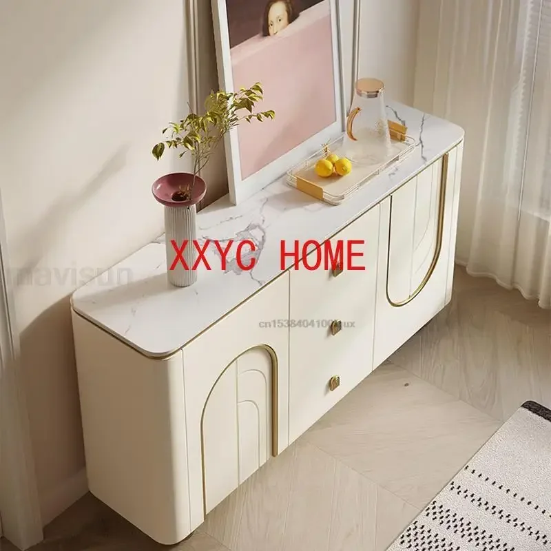 White Sideboards With Three Drawers Cream Style Round Corners Display Furniture Press Type Doors Luxury Dining Room Cabinets