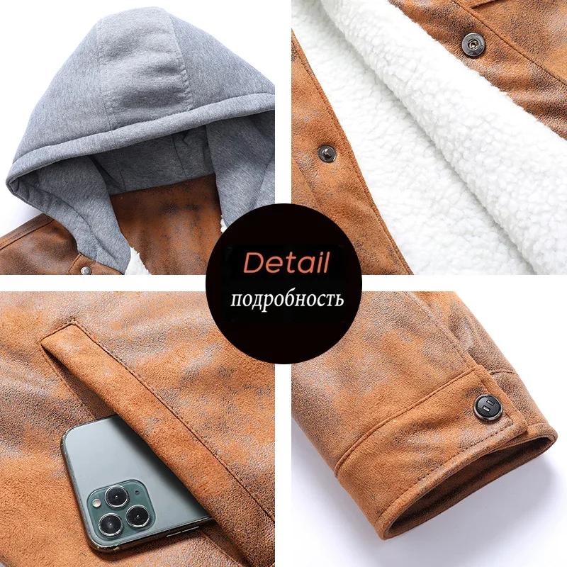 Men Autumn Winter Thick Warm Fleece Leather Jacket Coat Men Winter Outwear Casual Military Bomber Motor Biker Jackets Men