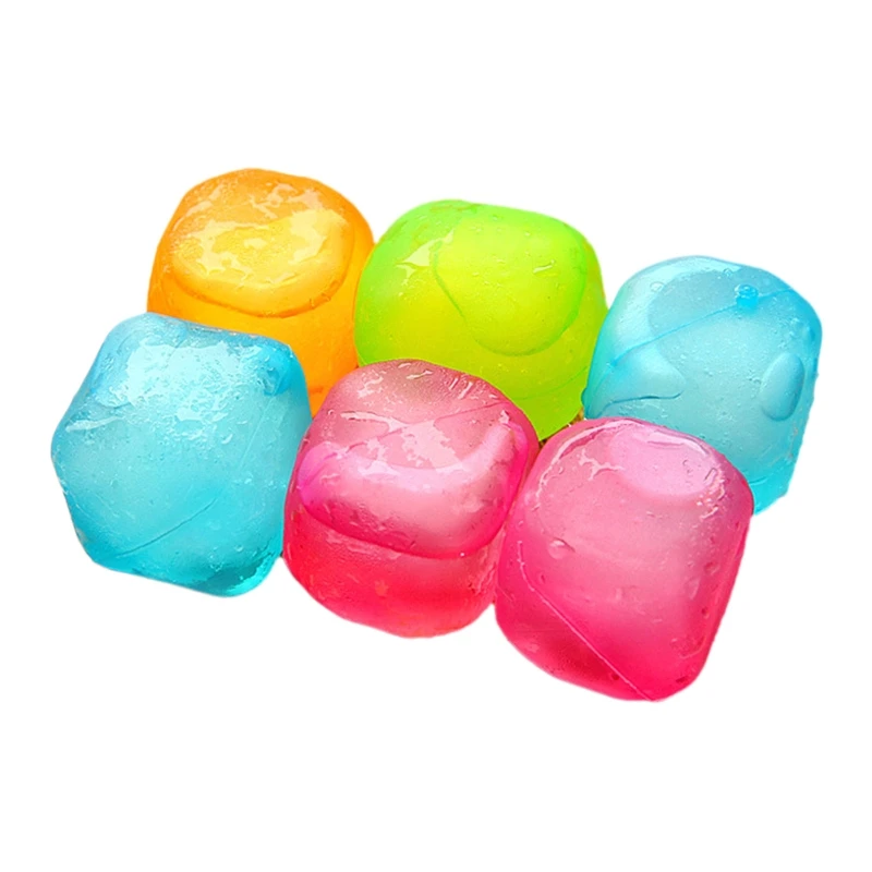6 Pcs Plastic Colorful Reusable Ice Cubes Cooling Ice Cubes Non-Melting Washable Party Supplies for WHISKEY T5EF
