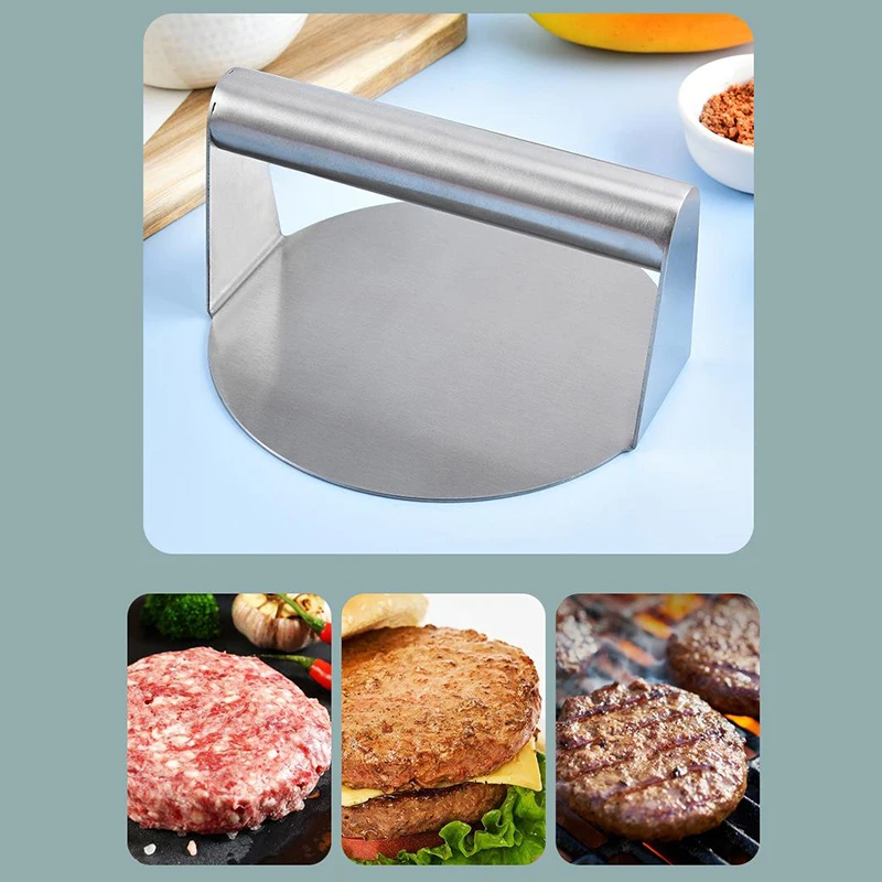 Stainless Steel Smash Burger Press Hamburger Patties Meat Masher Circular Meat Press Mold For Deli Meats Kitchen Accessories 1pc