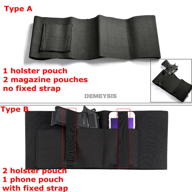 Concealed carry tactical belly band gun holster with cellphone pouch for glock, beretta, smith wesson, taurus,ruger pistol pouch