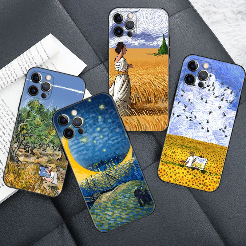 Чехол для iphone 11 13 12 pro max xr 7 8 Plus Funda XS X 6s 5 5s SE2020 Coque Retro Art Van Gogh картина маслом Star Space |