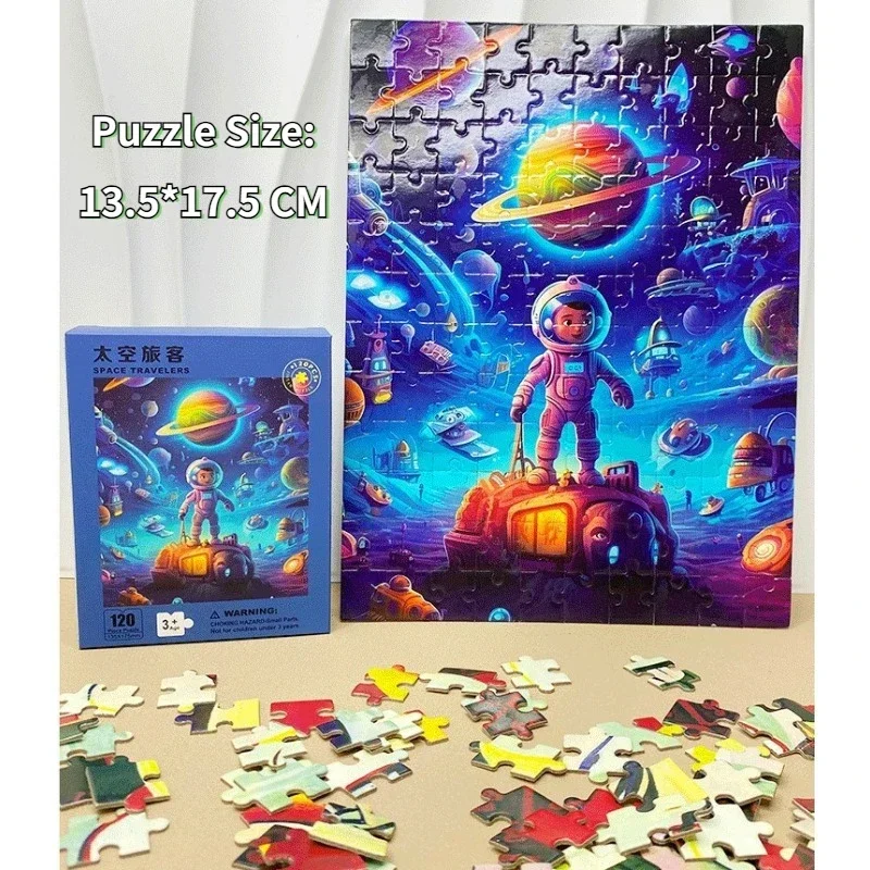 13.5*17.5cm Children Paper Puzzles 120 Pieces Boys Engineering Space Early Education Baby Toys Creative DIY Christmas Gift 4