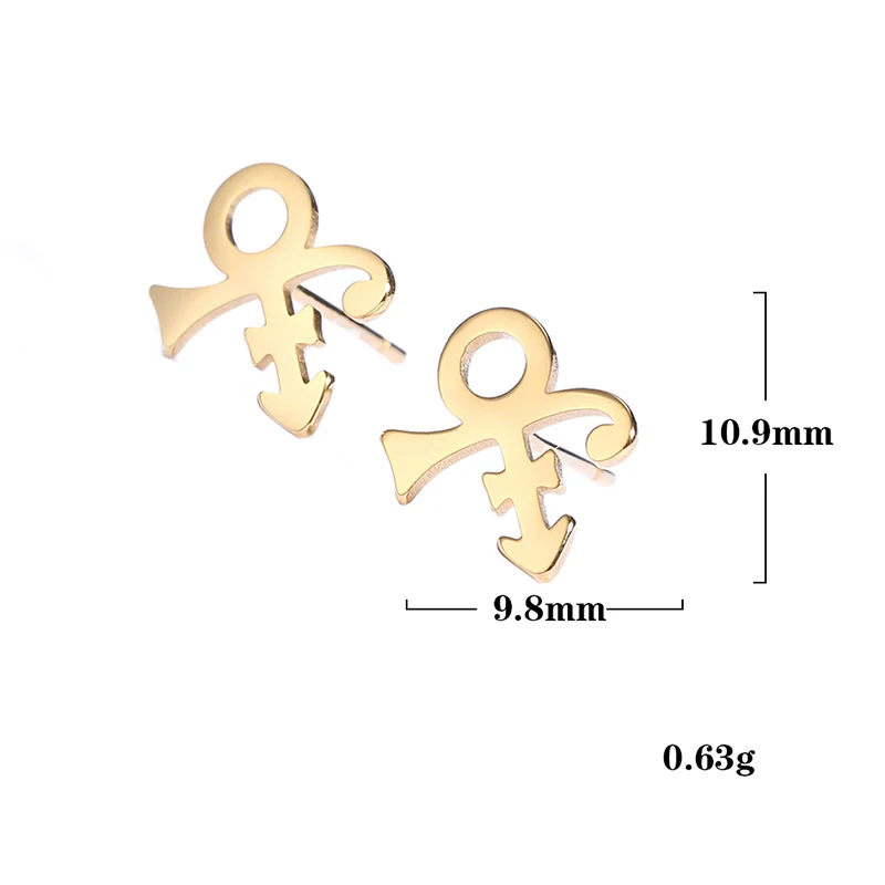 Mini Prince Symbol Cufflinks Earrings Stainless Steel Ear Studs Vintage Style New Fashion Birthday Party Jewelry Gifts for Women 5