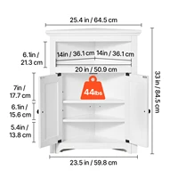 SucceBuy 32"/64"/68" Corner Storage Cabinet w/ Shelves Freestanding Corner Cabinet for Living Room Kitchen Laundry Room Bathroom 6