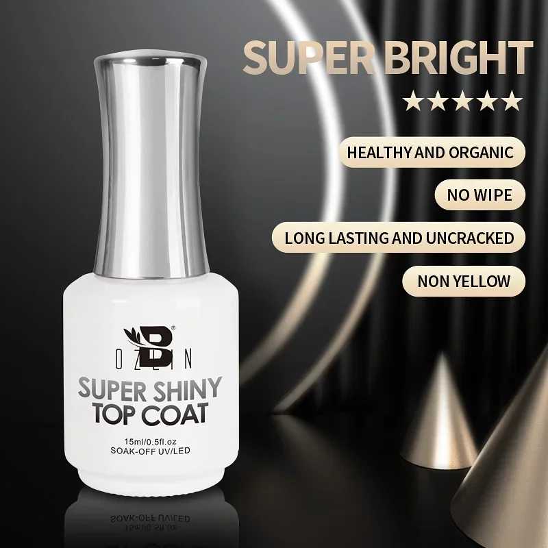 BOZLIN 15ML Super Top Coat  Function Gel No Wipe Matte Top Gel Transparent Soak Off  UV LED Nail Art Manicure Gel Varnish Primer 2