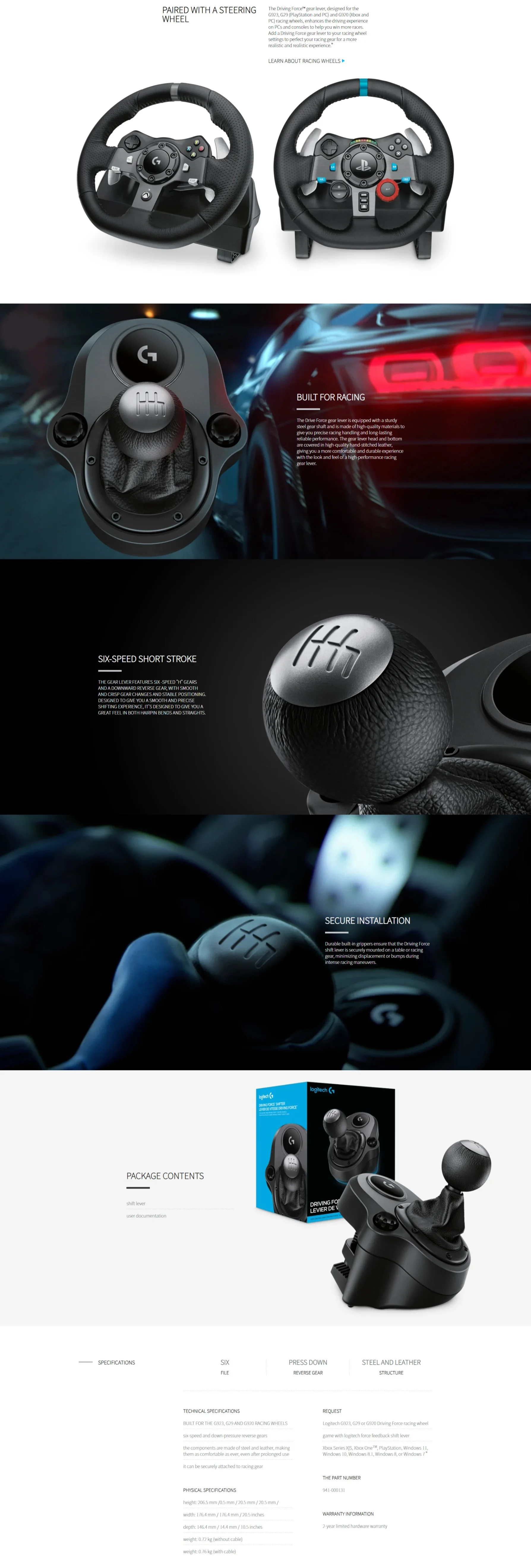 Logitech G Gaming Driving Force Shifter Compatible with G29 and