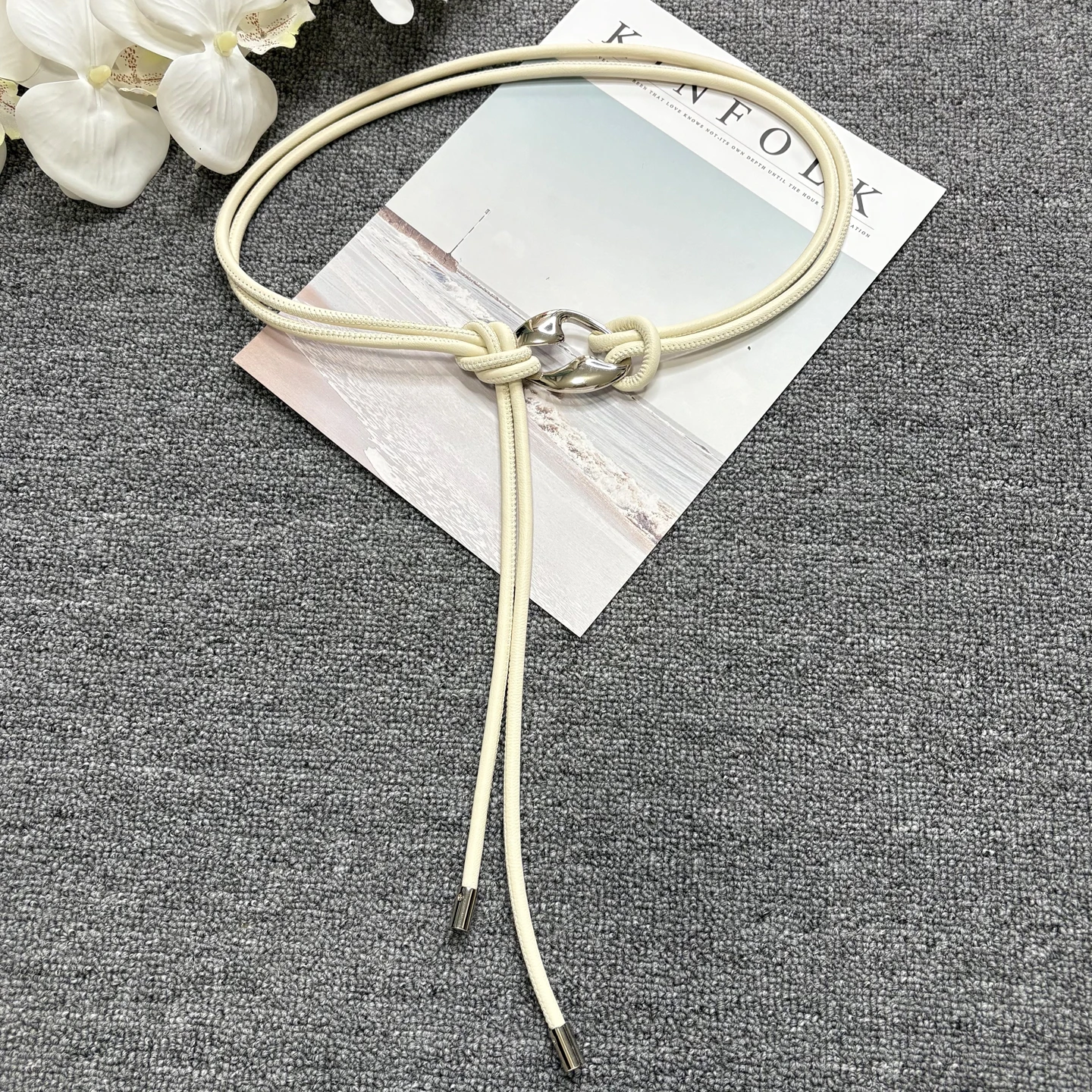 Women's Sheepskin Waist Belt with Gold and Silver Buckle
