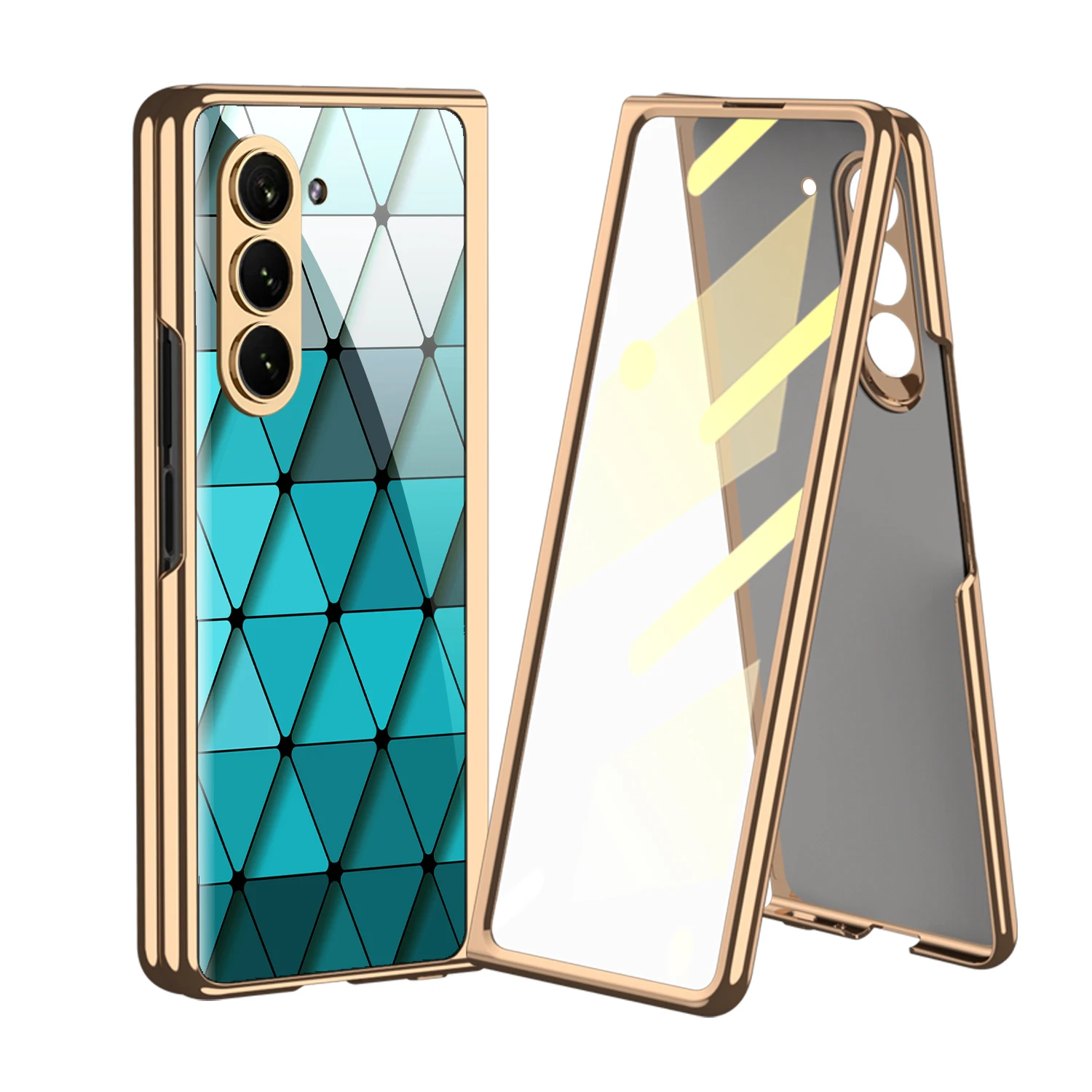 Luxury Plating Screen Glass Case For Samsung Galaxy Z Fold 6 5 Case Back Painted
