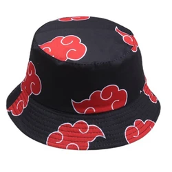 Japanese Anime Products Naroto Akatsuki Red Cloud Bucket Hat Fisherman Hat Outdoors Sunscreen for Women Men Summer Hat