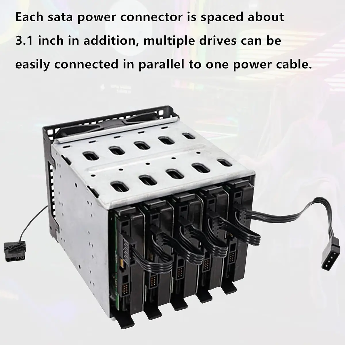 High Quality 1 Pcs Practical Durable PC Server 4 Pins IDE Molex 1 to 5 SATA Power Cable Adapter Splitter Cables 18AWG Black 40cm — view 4