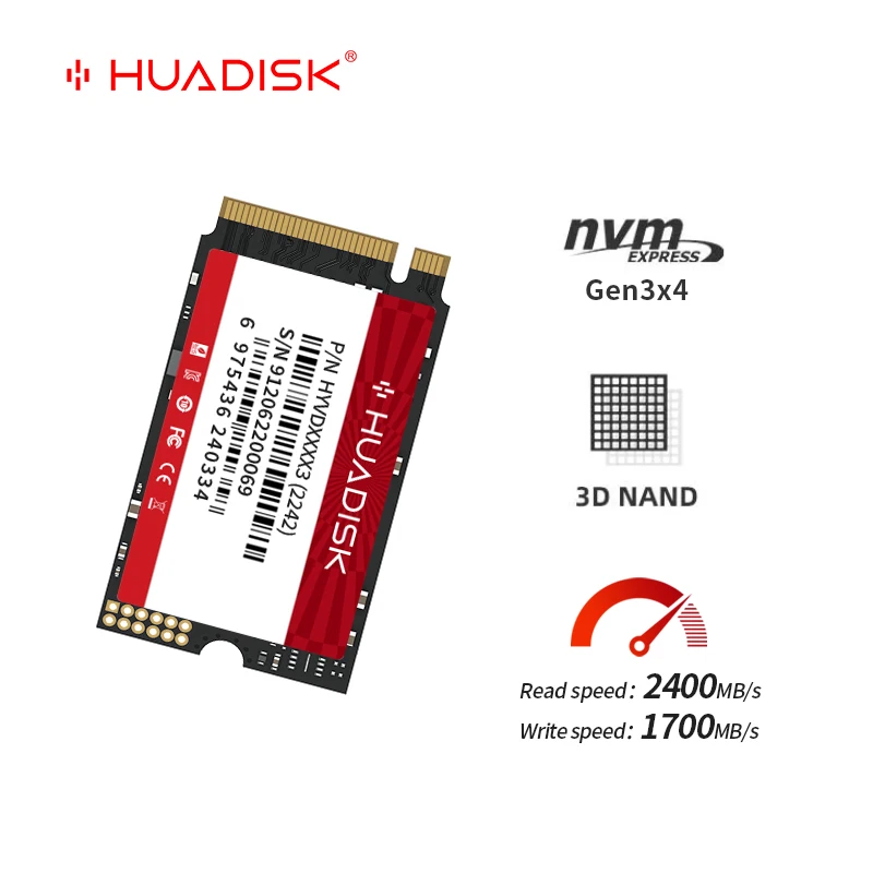HUADISK M 2 NVMe SSD 512GB 256gb 128GB M.2 2242 Nvme PCIe 2242 SSD