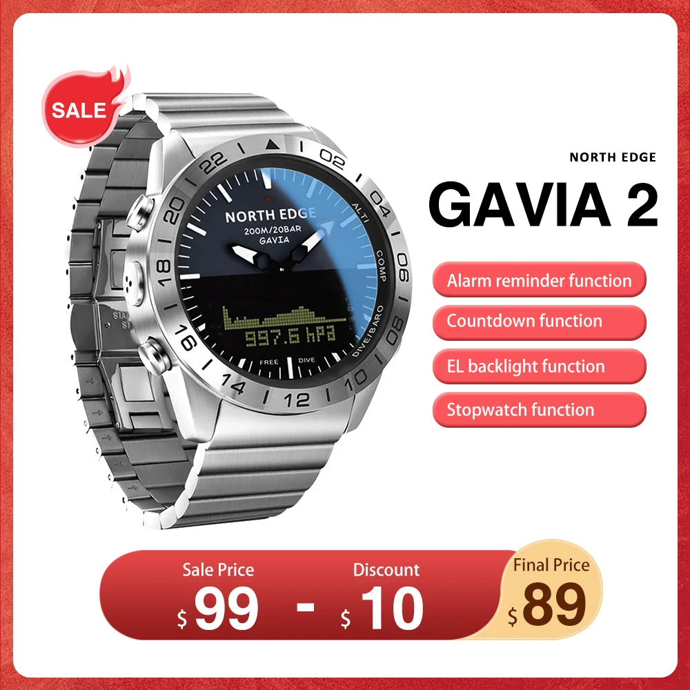 North Edge reloj inteligente GAVIA 2 para hombre, pulsera Digital ...