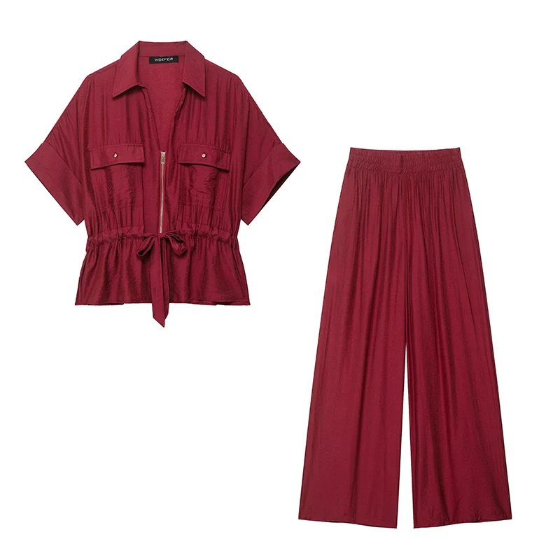 طقم نسائي من TFMLN مكون من قطعتين: قميص بأكمام قصي...