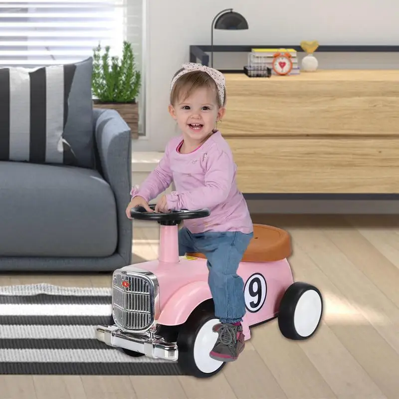 Kids Ride On Toys Retro Ride On Push Toy Car Steering Wheel Learning To Walk Toys Anti-Rollover Wheels