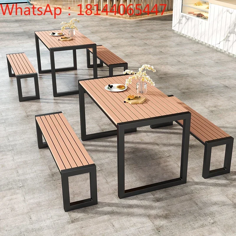 

Уличный стол под заказ для кафе, коммерческий непромокаемый обеденный стол и стулья для улицы, длинный обеденный стол для парка