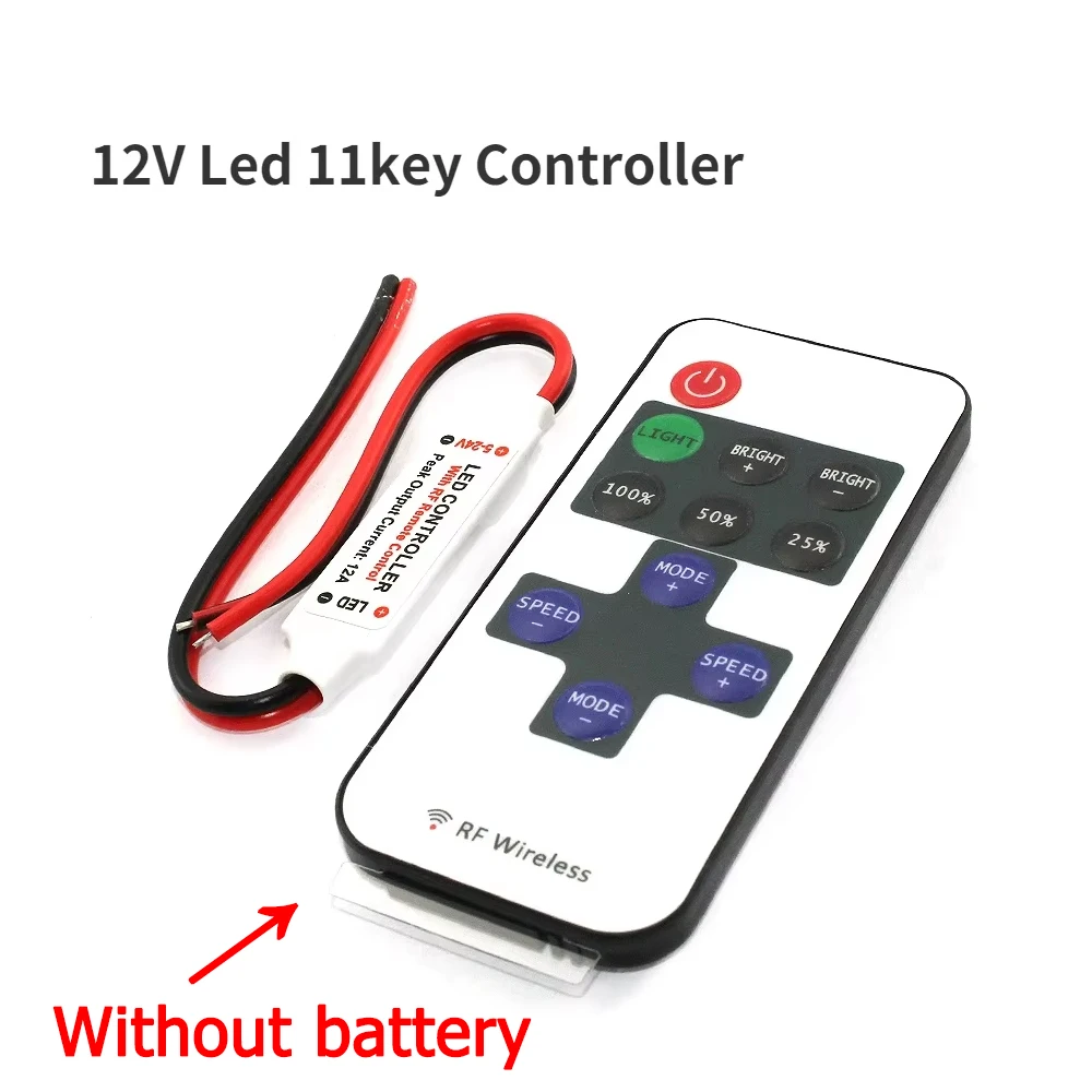 LED Strip Controller 12V Mini Dimmer RF Wireless Remote 11key DC 5V 12V 24V For LED Strip Light Single Color